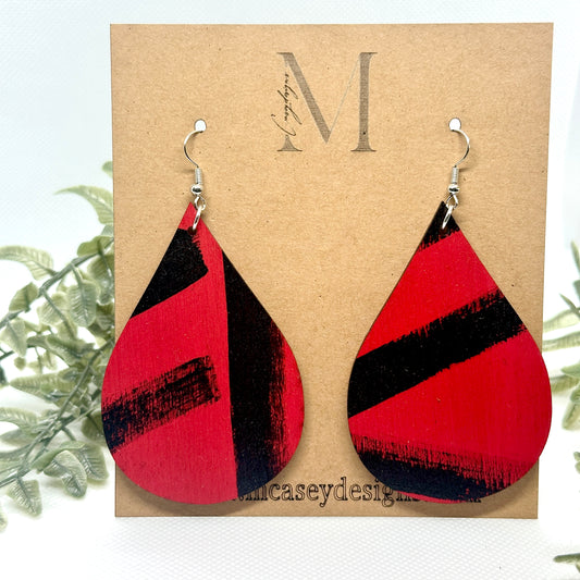 Black & Red ‘Abstract Raindrop’ Earrings