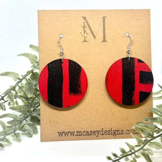 Black & Red  ‘Abstract Circle’ Earrings